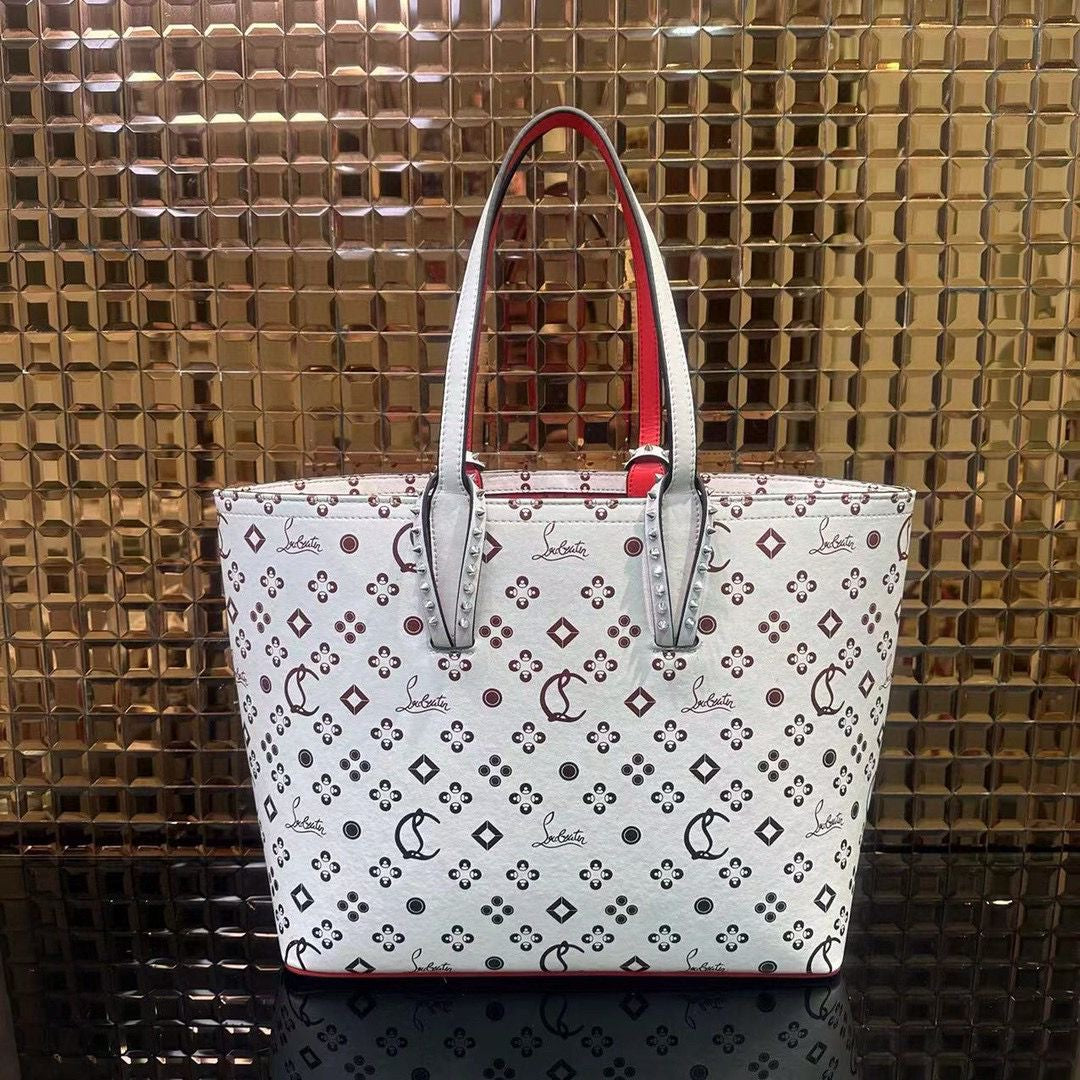 White CL HandbagTote with Matching Slides