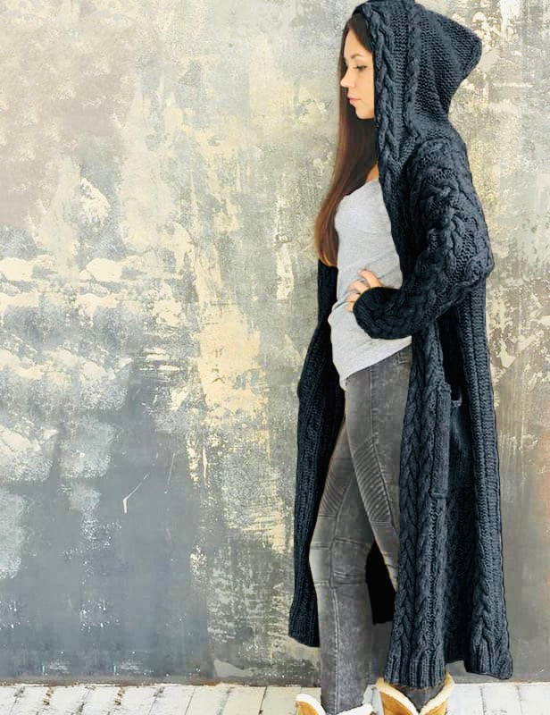 Long Hooded Cardigan