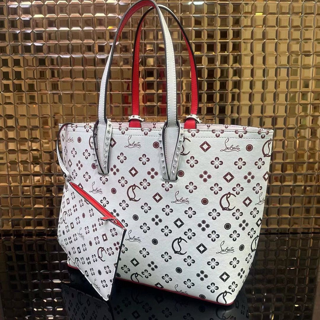 White CL HandbagTote with Matching Slides